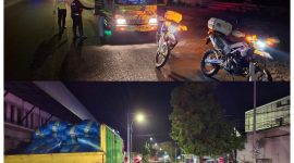 Sebuah truk pengangkut garam saat diberikan himbauan oleh Anggota Satlantas Polres Sumenep