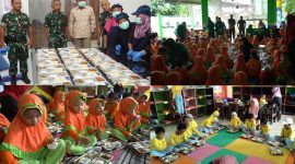 Foto : Kodim 0827/Sumenep Uji Coba Makan Bergizi Gratis di Dua Sekolah yaitu TKS Al-Qur'an Al-Qadar dan Paud Melati.