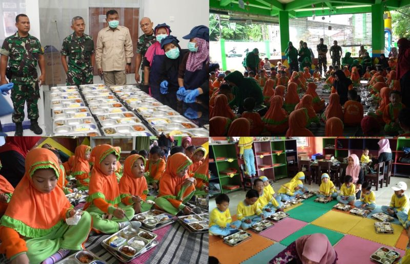 Foto : Kodim 0827/Sumenep Uji Coba Makan Bergizi Gratis di Dua Sekolah yaitu TKS Al-Qur'an Al-Qadar dan Paud Melati.
