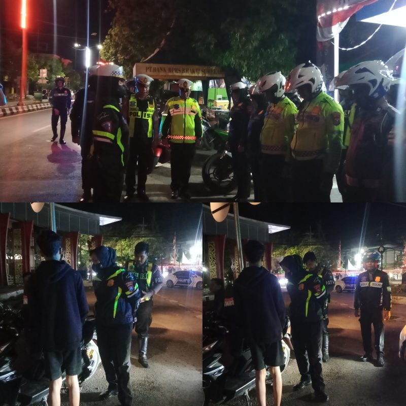 Kepala Satuan Lalu Lintas (Kasat Lantas) Polres Sumenep, AKP Ninit Titis Dewiyani, SE., memimpin patroli malam Mingguan di Pos 12.0 Trunojoyo