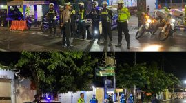 Foto : Personil Tim Elang Satlantas Polres Sumenep melaksanakan giat patroli pemantauan arus lalu lintas  di jalan Diponegoro, Kecamatan Kota Sumenep, Kabupaten Sumenep. 