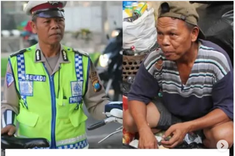 Foto : Sosok Bripka (Purn) Seladi Polantas Jujur yang Lebih Memilih Memulung.