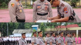 Foto : Kapolres Sumenep AKBP Henri Noveri Santoso, S.H., S.I.K., M.M., memimpin upacara serah terima jabatan (sertijab) di Mapolres Sumenep. 