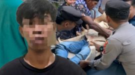 Foto : Pelaku berinisial S (Kaos Hitam) dan korban berinisial B (Meninggal). 