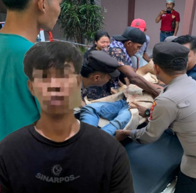 Foto : Pelaku berinisial S (Kaos Hitam) dan korban berinisial B (Meninggal). 