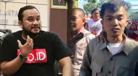 Foto: Ketua Umum KJJT, Ade S. Maulana (kiri) saat memberikan pernyataan resmi, dan wartawan Radar Situbondo, Humaidi (kanan), sesaat setelah mengalami dugaan kekerasan saat meliput aksi demo di Situbondo, Kamis (31/7/2025).  