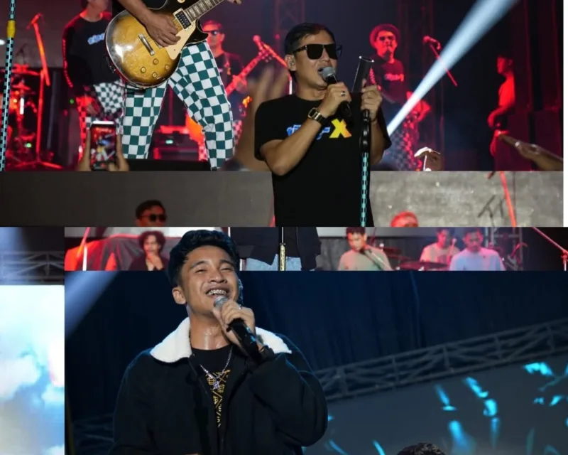 Foto: Penampilan energik Tipe-X dan Sadewok yang menghibur ribuan penonton pada konser Lepas Penat Land Vol. 4 di Stadion A. Yani Sumenep.