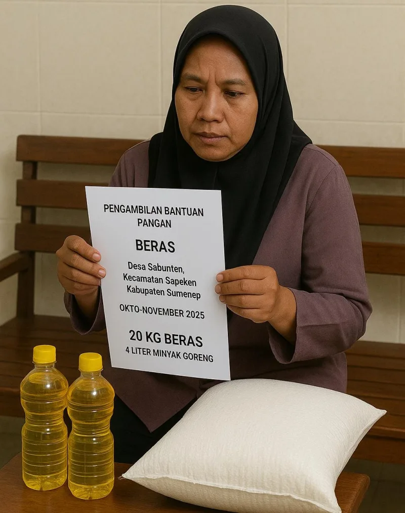 Foto: Ilustrasi warga penerima bantuan pangan di Desa Sabunten, Kecamatan Sapeken, Kabupaten Sumenep.
