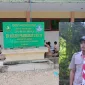Foto: Tampak papan nama SDN Prambanan 1 Sapudi di Kecamatan Gayam, Kabupaten Sumenep (kiri), serta potret Kepala Sekolah Fathor Rasidi (kanan).