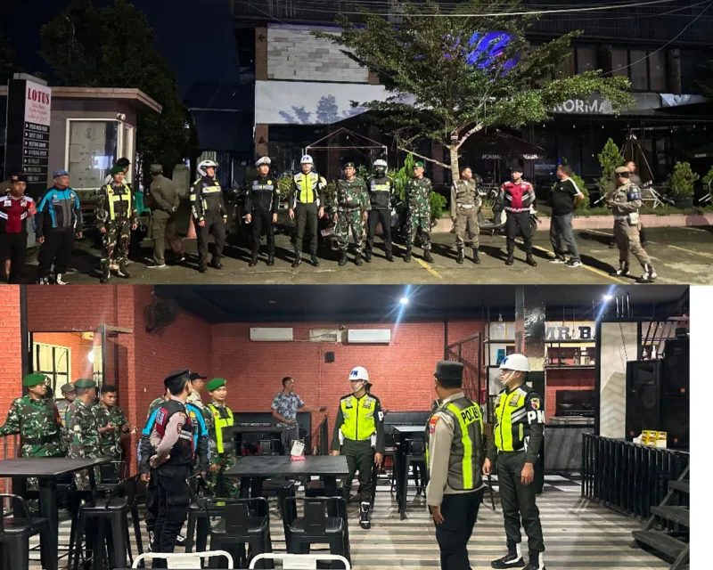 Foto: Subdenpom V/4-5 Sumenep bersama aparat gabungan saat patroli dan pengecekan lokasi hiburan malam di Sumenep. Dok. Subdenpom V/4-5 Sumenep.