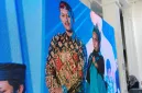 Foto: Founder BIP Foundation tampil di layar utama acara di Gedung Bakorwil IV Pamekasan, Minggu (26/4/2026).