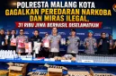 Foto: Polresta Malang Kota menunjukkan barang bukti narkoba dan miras ilegal hasil pengungkapan puluhan kasus.