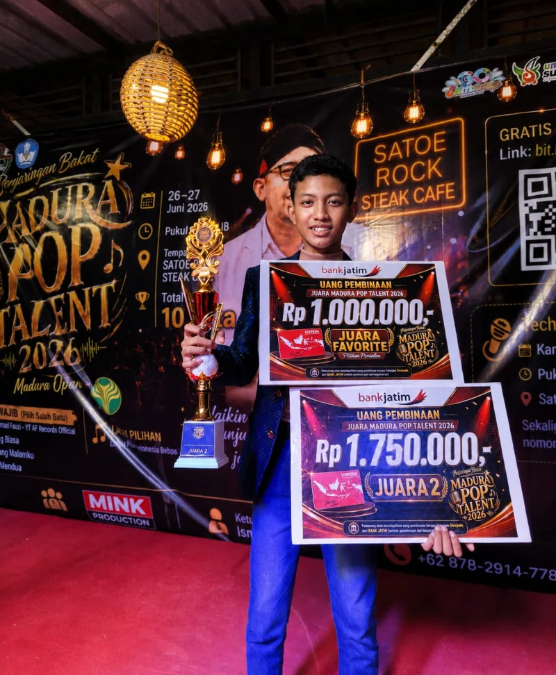 Foto: Dafa Adi Wijaya Putra raih Juara II dan Juara Favorit Madura Pop Talent 2026.