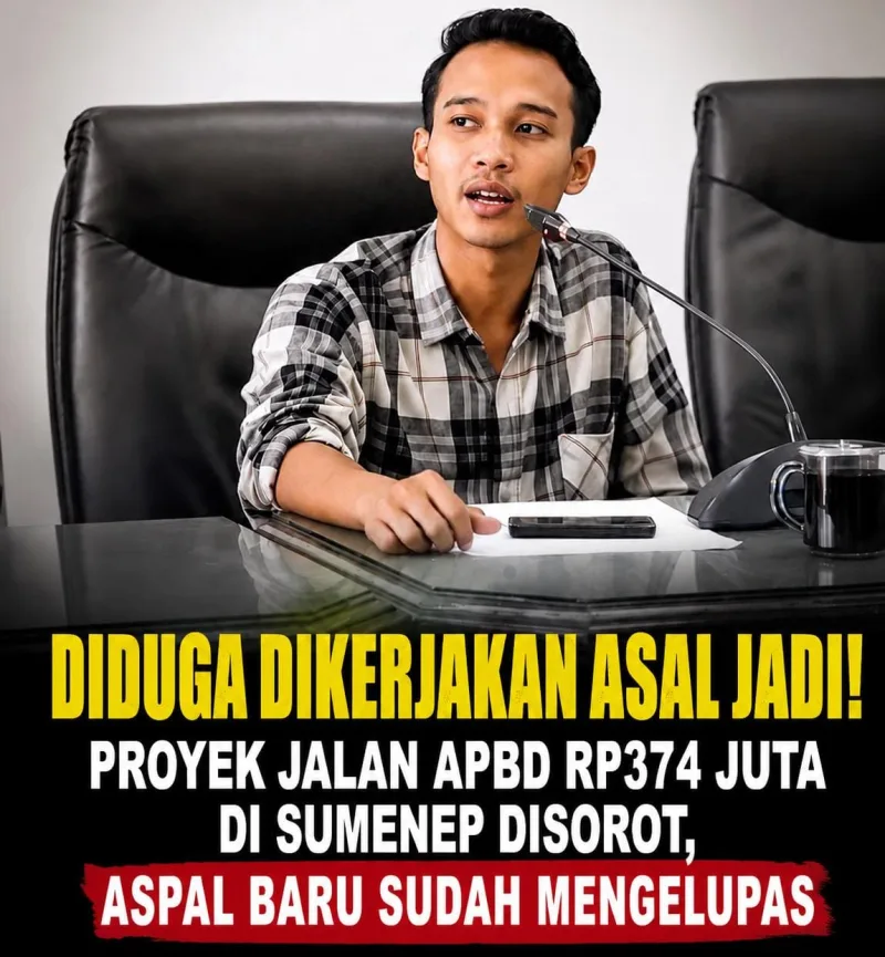 Foto: Moh. Pudali Arodani (Lili) saat menyampaikan kritik terhadap dugaan buruknya kualitas proyek jalan APBD di Kabupaten Sumenep.