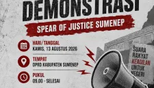 Foto: Poster aksi Spear of Justice Sumenep di DPRD Sumenep.