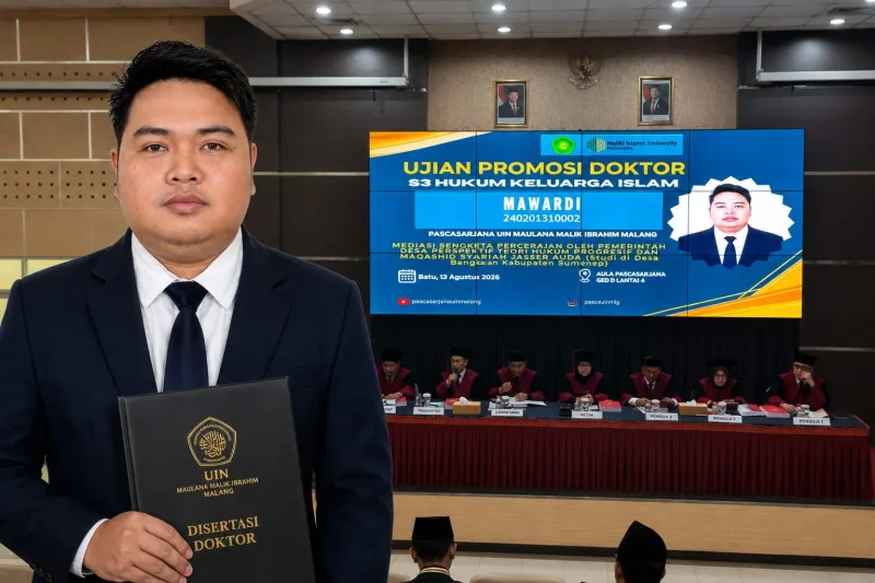 Foto: Dr. Mawardi saat mengikuti Ujian Promosi Doktor S3 Hukum Keluarga Islam di UIN Maulana Malik Ibrahim Malang.