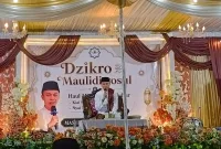 Foto: Suasana Pengajian Dzikro Maulidurrasul dan Haul Masyaikh di Masjid Jamik Baiturrahman, Desa Lombang, Sumenep. 