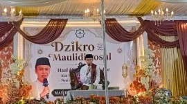 Foto: Suasana Pengajian Dzikro Maulidurrasul dan Haul Masyaikh di Masjid Jamik Baiturrahman, Desa Lombang, Sumenep. 