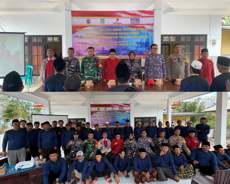 Foto: Lanal Batuporon bersama nelayan dan masyarakat pesisir Pulau Sapudi dalam kegiatan sosialisasi Kamla, bakti sosial, dan bakti kesehatan.