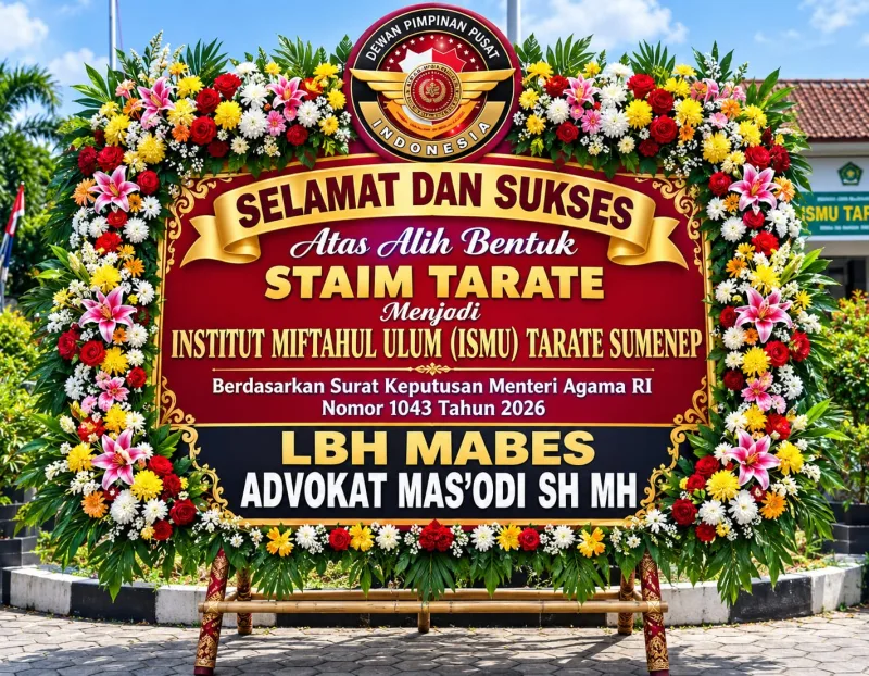 Foto: Karangan bunga ucapan selamat atas alih bentuk STAIM Tarate menjadi Institut Miftahul Ulum (ISMU) Tarate Sumenep.