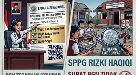 SPPG Yayasan Rizki Haqiqi Campaka, Kecamatan Pasongsongan, Sumenep, yang disorot terkait dugaan belum diterapkannya pelabelan fisik pada ompreng MBG sesuai instruksi BGN