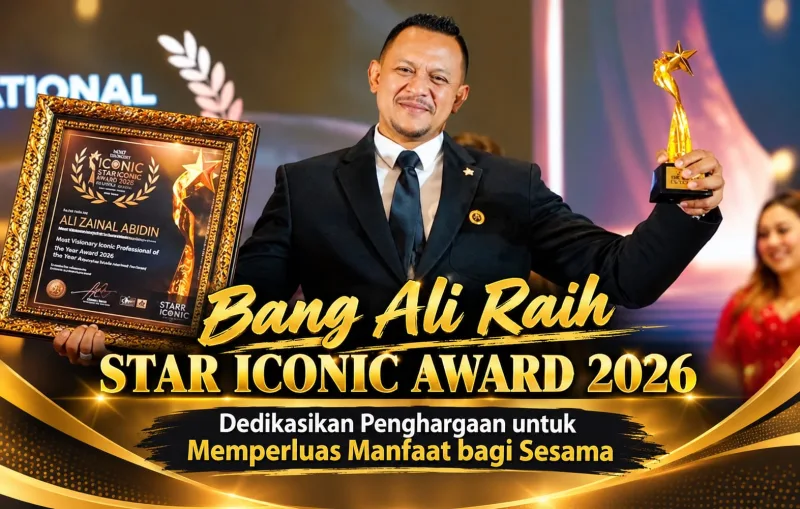 Foto: Bang Ali menerima Star Iconic Award 2026 atas kiprah profesional dan kepeduliannya terhadap sesama.
