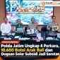 Foto: Konferensi pers Ditpolairud Polda Jatim mengungkap empat perkara, termasuk 10.600 botol arak Bali dan dugaan penyalahgunaan solar subsidi.